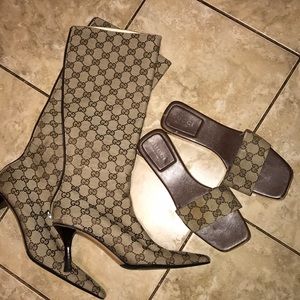 Gucci slides 100 authentic wooden bottom